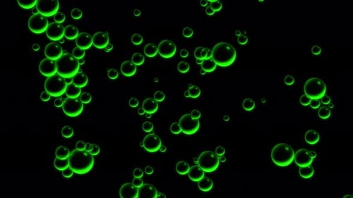 Oil green drops moving in water