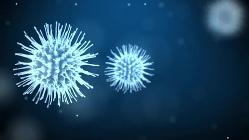 Animated Microscopic Viruses Flowing in Medical Science Background