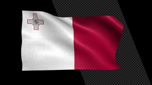 Realistic Waving Flag of Malta with Fabric Texture
