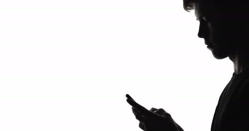 Male Silhouette Mobile Chat Texting Message Phone
