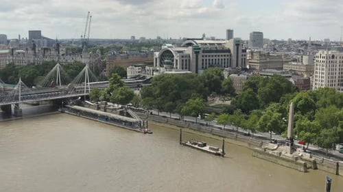 Charing Cross Station London. Cleopatra Needle Monument