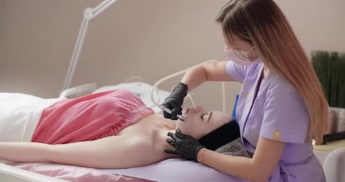 Cosmetology Procedure of the Machine Exfoliation Face Peeling 60p Prores HQ