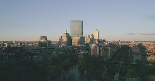 Pedestal Down Aerial of Downtown Boston