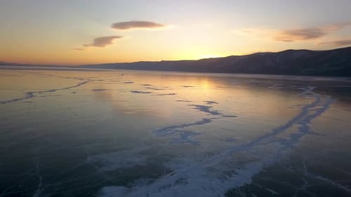 Elenka Island on Lake Baikal in Winter. Aerial View