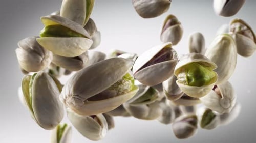 Falling Pistachios with Rotating Shells