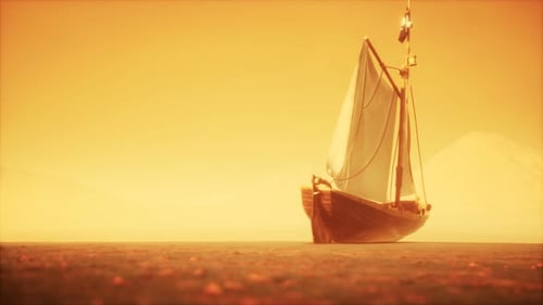 Bateau de pêche ou de pêcheur abandonné dans le désert