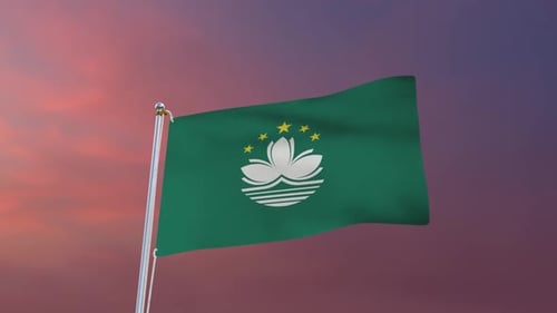 Flagge von Macau winkend