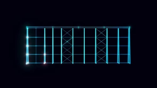 Futuristic Neon Wireframe Billboard Digital Display Animation