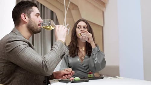 Family Couple Having Celebration in Restaurant