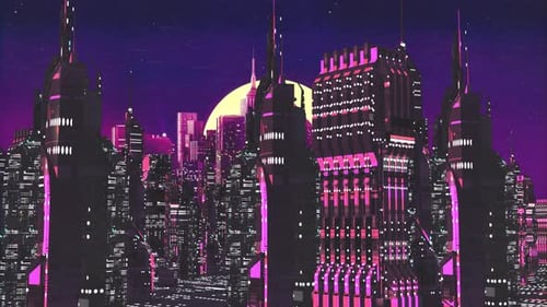 Retro Cyber City Background