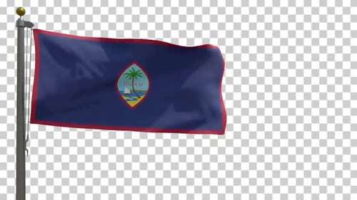 Waving Flag of Guam Animation with Alpha Channel