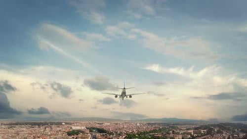 Airplane Landing Rome Italy Second Version