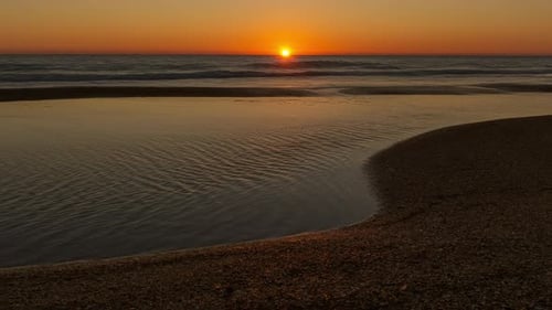 Sea Landscape with Sunset on Beach