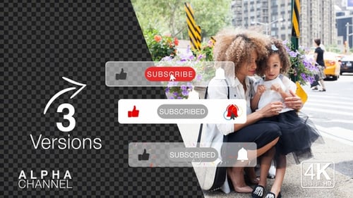 YouTube Subscribe Like and Bell Button Animation