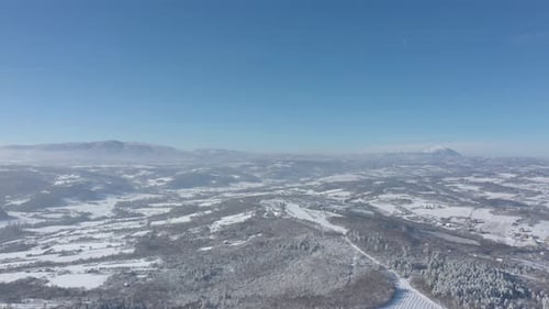 Winter Wonderland: Snowy Landscape Aerial View