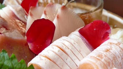 Close Up View of Assorted Sashimi Platter