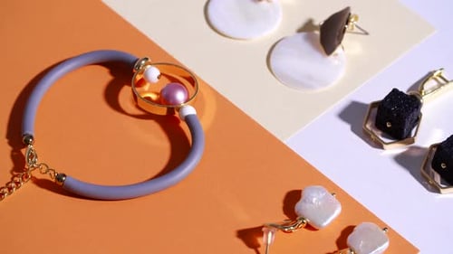 Elegant Jewelry on Color Background