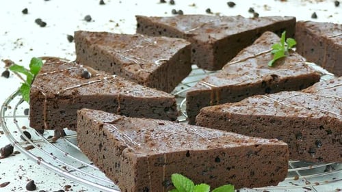 Chocolate Brownie Slices on Cooling Rack