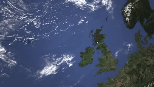 Plane Arriving To Glasgow United Kingdom