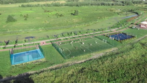 Aerial View of People Playing Sports Outdoors