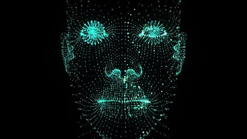 Futuristic Digital Face Animation with Particle Effect