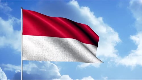 Seamless Loop of a Waving Red and White Flag