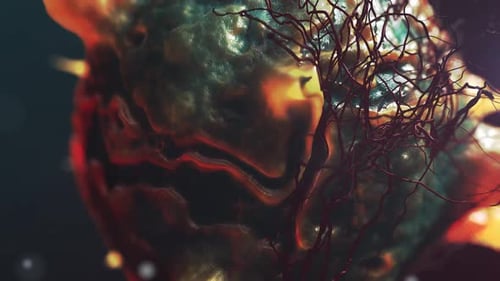 Animated 3D Microscopic Cell Organism with Organic Tendrils