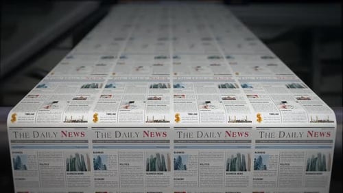 Looping Newspaper Printing Press Production Line Animation