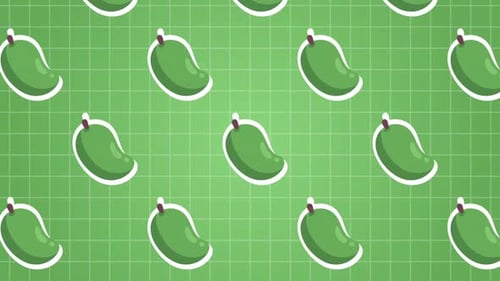 Green Mangoes Flat Design Seamless Pattern Loop Animation