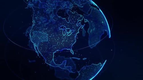 Futuristic Digital Earth Globe with Global Network Connections