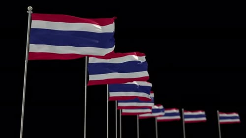 La animación de Row of Flags de Tailandia incluye Alpha Channel