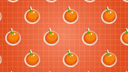 Animated Orange Fruit Pattern Seamless Loop Background