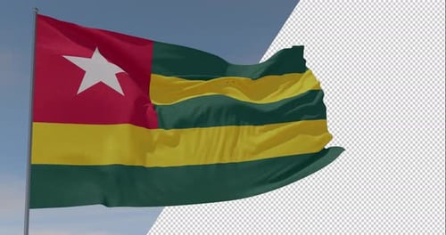 Waving Togo National Flag Animation with Alpha Channel