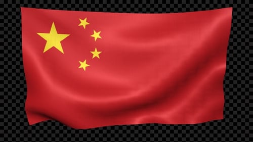 Realistic Waving Flag of China with Alpha Channel Loop