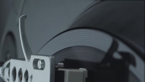 Spinning Record on Vintage Turntable Close Up