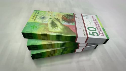 Swiss Franc 50 CHF Money Stacks 3D Animation