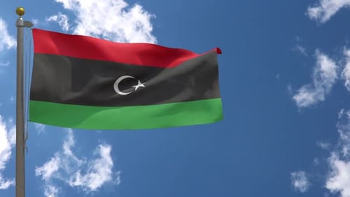 Drapeau de la Libye sur mât