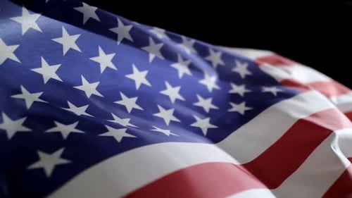 American Flag Waving in Slow Motion Close Up