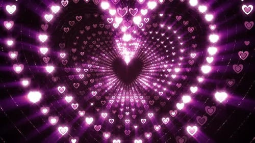 Glowing Pink Hearts Tunnel Loop Animation Background
