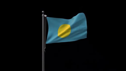 Realistic Waving Palau Flag Animation