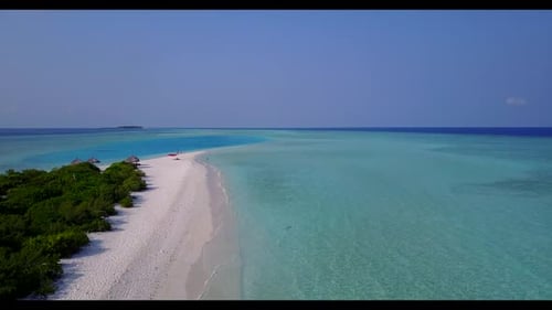 Aerial view travel of tranquil resort beach voyage by aqua blue ocean with white sand background of