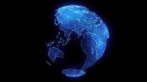Futuristic Digital Particle Earth Globe Rotation