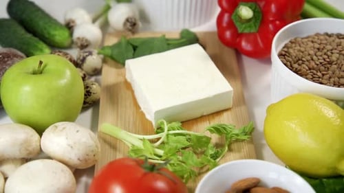 Assortment of colorful ingredients on a table