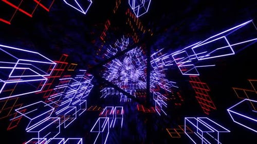 Vj Loop Is A Fantastically Bright Shimmering Neon Tunnel With Bright Flying Triangles 02