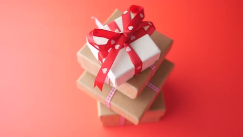 Stack of Birthday Gifts Flat Lay