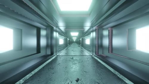3D animation of an industrial corridor