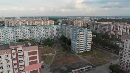 Aerial View of Apartment Buildings in Urban Area