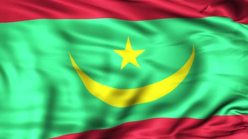 Realistic Waving Flag of Mauritania National Symbol