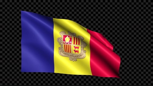 Waving Andorra Flag Loop Animation with Alpha Channel