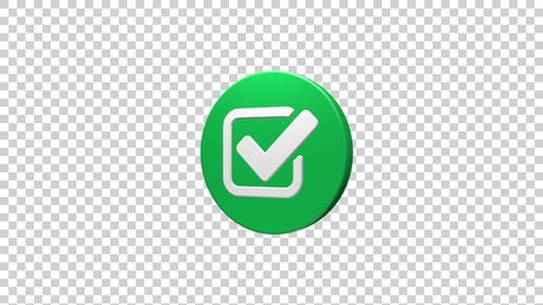 3D Green Checkmark Icon Rotating Loop Animation